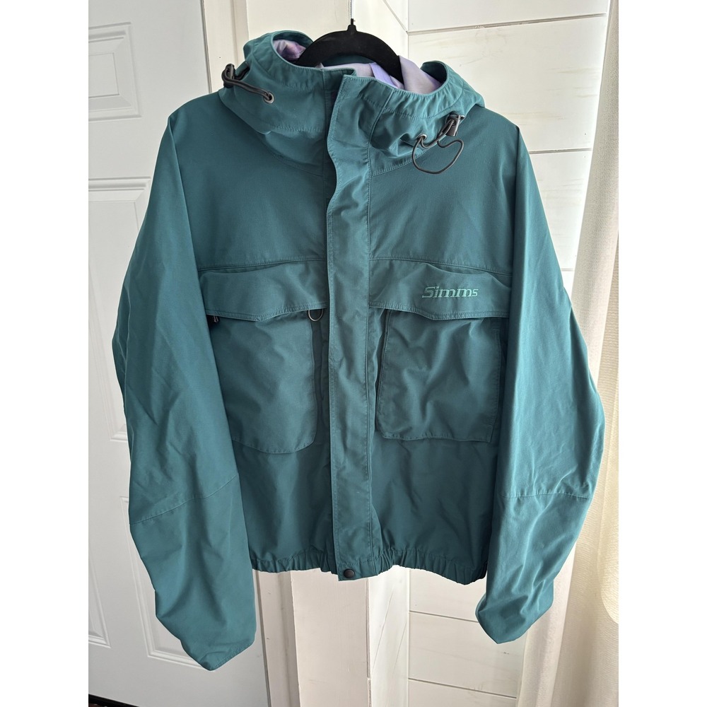 Vintage Simms Dry Coat Jacket Mens Large Green Gore Tex Fishing Windbreaker